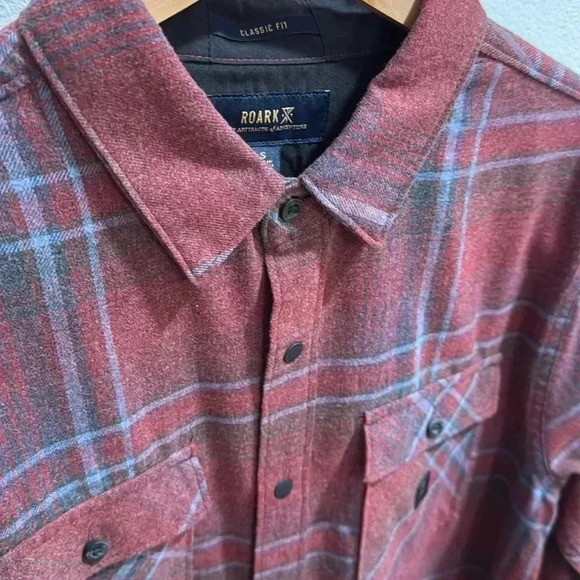 Roark Nordsman Light Long Sleeve Flannel - Maroon - Size Small - Picture 3 of 4